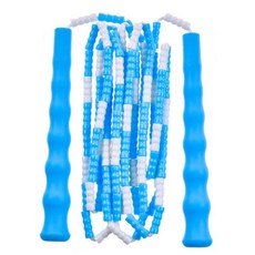 NEVERTOOLATE 무지개 구슬 장식 다채로운 색상 부드러운 PVC 줄넘기 성인용, 2 4 meter blue white