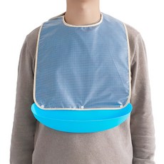 아띠꼴로 어르신 턱받이 환자용 식사 앞치마 환자 노인 성인 요양원 병원 방수 턱받침, 체크블루L, 1개