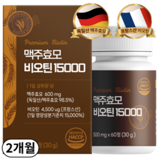 맥주효모 비오틴 15000 식약처HACCP인증 맥주효모(독일산) 비오틴(프랑스산), 1박스, 60정