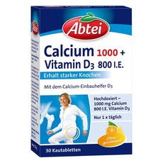 Abtei 鈣1000&維他命D3補充錠 檸檬口味, 1盒, 30顆