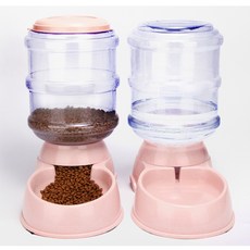 도매창고 3.5L 애견 반자동 물통 리필형 급수기사료통 그릇, 물통 - 그레이 - 푸쉬형, 1개