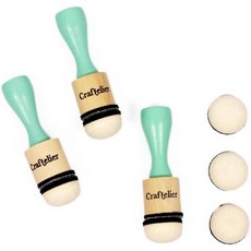 크래프텔리 - 미니 잉크 페인트 믹싱 블렌딩 도구 스크랩북 및 기타 공예용 | 3개 손잡이 잉크 도구 + 6개 원형 폼 패드 교체 가능 직경 20mm | 색상 터키색, Mini Ink and Paints Mixing Ble