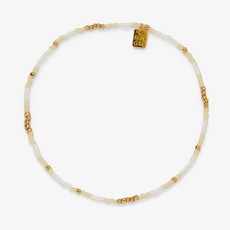 Pura Vida 美國手工 VENTURA STRETCH BEAD 彩珠伸縮式衝浪腳鍊腳環 (多色可選), 米色系金珠