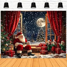 크리스마스 배경 배너 조화로운 산타클로스 야경 창문 휴일 장식에 적합, 01 멀티, 05 180x230cm