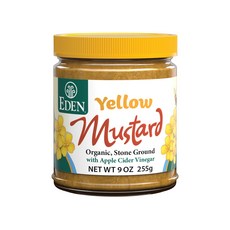 에덴 유기농 옐로우 머스타드 9oz 유리병 스톤 그라운드 Eden Organic Yellow Mustard 9 oz Glass Jar Stone Ground with Ap, 1개, 255g