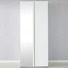 반쪽 전신거울 이불장 겸용 옷장 800X1880 손잡이없는 장롱 흰색 회색 안방 침실, 화이트
