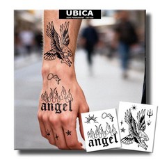 UBICA 반영구 타투 남성용 현실적인 임시 타투 2장 손 목을 위한 가짜 타투 2주 지속 방수 비반사성 메멘토 모리 & 스파이더 디자인 타투, UBICA 반영구 타투, 남성 및 여성용 현실적인 임시