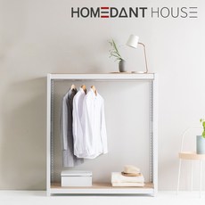 홈던트하우스 시스템행거 조립식 철제 드레스룸 선반 옷걸이 1200x400x2100(h) - 2단(행거1), 화이트