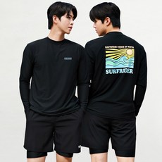 [자체제작] 서프라이더 남성 상하의 2장세트 긴팔수영복 래쉬가드 자외선차단 체형커버 오버핏 루즈핏 빅사이즈/SURFRIDER