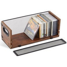 겔린 나무 CD 보관함 홀더 랙 레트로 카세트 테이프 디스플레이 스탠드 휴대용 손잡이 영화 케이스용 정리함 선반 DVD 정리함은 최대 36개까지 보관할 수 있습니다, 1