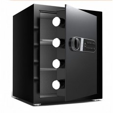 LOVFIR 소형 투명 금고 지문 금고 도난 방지 사무 보관함 45CM, 블랙