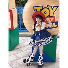 愛北鼻 台灣現貨 萬聖節 胡迪套裝 翠絲套裝 玩具總動員 變裝服 男童 女童, 翠絲連身裙+包包+腿套+牛仔帽+腰帶,110碼-建議100-110cm, 1個