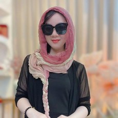 麻花辮圍巾夏季防曬遮陽包頭巾旅遊拍照洋氣時尚百搭氣質絲巾披肩N6P9