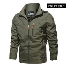 春秋新款男裝外套大碼防風外套夾克男薄外套透氣風衣機能外套 防風防水戶外衝鋒衣登山服連帽外套軍綠色卡其工裝外套騎行外套