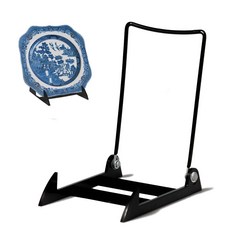 KINGDOM SOLUTIONS 1팩 나무 이젤 우드 브라운 - 플레이트 스탠드 - 예술 그림 접시 프레임 및 장식 디스플레이를 위한 튼튼한 책 스탠드, 아크릴 블랙