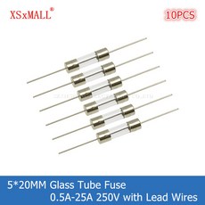 유리관휴즈 자동차 퓨즈 세트 10개 5x20MM 고속 유리관 리드 와이어 단일 캡 0.5A 1A 1.5A 2A 3A 4A 5A 6A 7A 8A 10A 12A 12.5A 15A 20, [01] Fast Blow F, [14] 12.5A