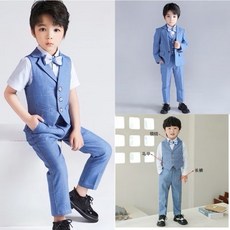 男童格子西裝禮服套裝，英倫風花童西裝，寶寶紳士馬甲長褲，婚禮喜宴鋼琴演出服