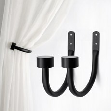 2PCS 벽걸이 커튼 홀더 및 - 침실 거실용 타이백 후크 블랙