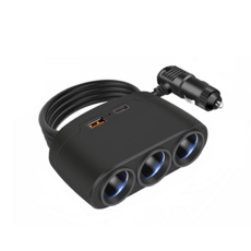 便攜車載點烟器 車用點煙孔擴充器 USB 快充款 即插即用, 1個, 3口