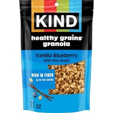 Kind Healthy Grains Granola Vani Kind Healthy Grains Granola Vanilla Blueberry Clusters with Flax, 1개, 아마씨를 곁들인 바닐라 블루베리 그래놀라, 11온스(1팩)