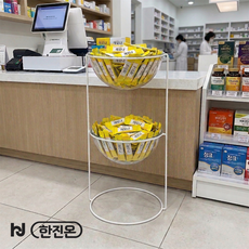 한진온 아크릴 2단 반구진열대 철제 와이어 매장 디스플레이 정리대 400X400X900, 1개, 화이트