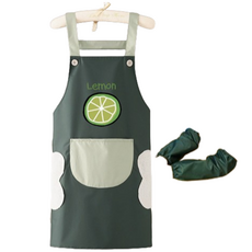 라이프핏 캔버스 작업용 앞치마 + 토시 세트, 레몬(앞치마), 그린(토시)