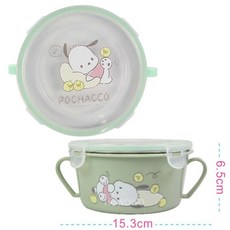 Cinnamoroll 不鏽鋼隔熱碗 雙耳碗-帕恰狗-綠, 1個, 雙耳碗-帕恰狗-綠 / 3621