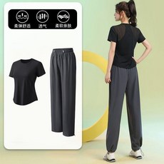 瑜伽跑步兩件套運動套裝 夏季新款寬鬆透氣速幹顯瘦短袖健身服