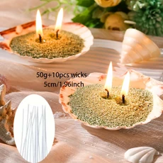 50/100g 캔들 샌드 DIY 진주 캔들 만들기 키트 (10개 심지 및 비즈 왁스 샌드 포함) 홈 웨딩 파티용 비즈, 01 50g 10pcs wicks, 1