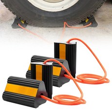 RV 트레일러 캠핑카 및 트럭용 고무 휠 초크 4팩 | 미끄럼 방지 그립 반사 스트립이 있는 대형 타이어 블록 자동차 보트 여행 RV 액세서리용 스토퍼