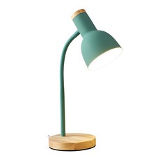 協群光電 北歐風木底小檯燈 - 簡約設計、護眼柔光、可調節角度, 綠色