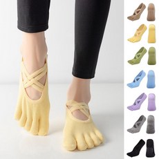 두줄 미끄럼 방지 땀흡수 편안한 발가락 요가 양말, 색상/그레이