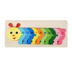 毛毛蟲數字拼圖玩具 兒童早教益智玩具 木製拼圖, 1個, 10片