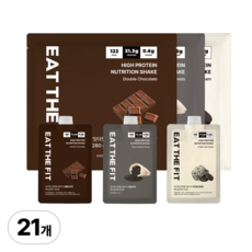 잇더핏 단백질 쉐이크 3주플랜 (더블초코맛 1주+흑임자맛 1주+쿠키앤크림맛 1주), 3개, 280g