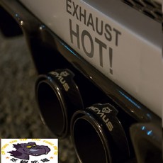 EXHAUST HOT 重度改裝貼 排氣熱 汽車貼紙防水防曬 排氣管貼紙 改裝貼 機車貼, 1個, 反光白15*7