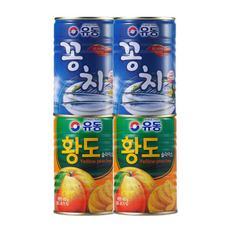 유동 꽁치 +유동 황도슬라이스, 400g, 2개