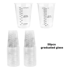 FAIS DU 교반 스틱이 있는 일회용 측정 컵 베이킹 페인트 안료 혼합용 에폭시 수지 8oz, [01] 250ml