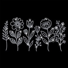 1개 유리 핫픽스 라인스톤 다리미 부착형 꽃 장식 (옷 가방 바지용) 297x210mm, 투명색