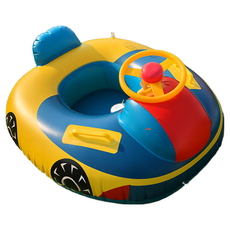 可愛工程車造型兒童泳圈，安全穩固附修補片，夏季水上玩具首選, 黃車車/加厚(適1-5歲), 1個