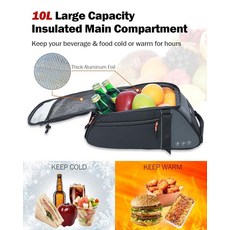 [ 637720 ] 다누시 레인 커버가 있는 단열 자전거 후면 랙 백 자전거용 10L 반사 방수 안장 패니어 자전거 트렁크 캐리어 여행 통근용 따뜻하거나 차가운 물건을, [ 637720 ] 다누시 레인 커버가 있는 단열 자전, 1)BlackRain Cover