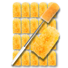 DUGNSTUDIO 길이조절 롱 110cm 스텐 정전기 먼지털이+양면 360 리필 세트, 1개, 예쁜 오렌지