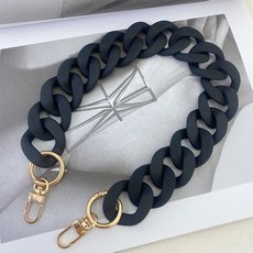 QiYuQoo 아크릴 체인 액세서리 스트랩 어깨 끈 어깨 어깨 어깨 가방 겨드랑이 가방 체인 단일 구매 교체 DIY 체인 장식 체인, 무광택 블랙 37cm 휴대용, 1개