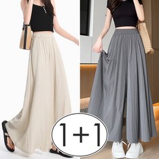 아모르주 1+1 치마 바지 와이드 밴딩 팬츠