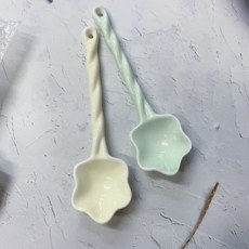 星星造型陶瓷湯匙 寵物飼料匙, 1個, 單色星星款-隨機出色