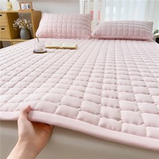 양면 접이식 싱글 더블 침대 학생용 기숙사 바닥 장식 여름 패드 냉각 매트리스 토퍼, Light Pink