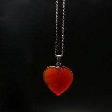 카넬리안 납작 하트 천연원석 행운석 은925 실버 펜던트 생일선물 PP-250051