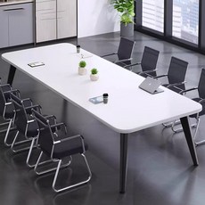 오피스 사무용 회의실 테이블 4/6/8인용 사각 회의용책상 상담 세미나 연수용 작업책상, 화이트 상판+블랙 다리