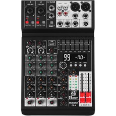 오디오 믹서 4채널 사운드 콘솔 99 DSP 7밴드 EQ USB 블루투스 48V 팬텀 전원 및 PA 라이브 스트리밍 녹화를 위한 전문 음악 믹싱 보드 DJ, 4 Channel