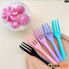 柚子烘焙 10cm 法式蛋糕叉 蜜桃色 210支 甜點叉 塑膠叉 鬆餅叉 免洗叉 水果叉 沙拉叉, 1個