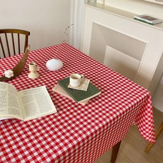 목화베리 체크 방수식탁보 캠핑테이블보, 체크레드 140*120